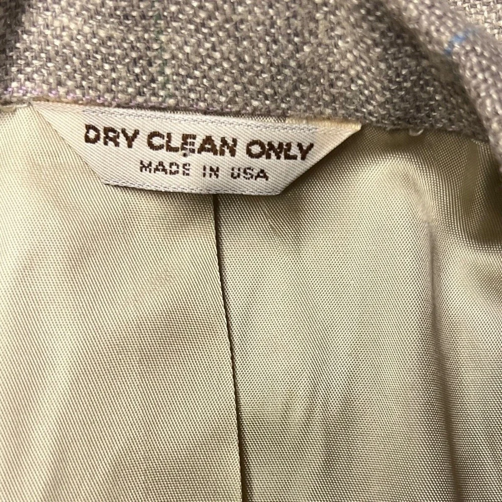 Vintage PBM Blazer Sport Coat‎ Light Beige Plaid Textured Classic Professional